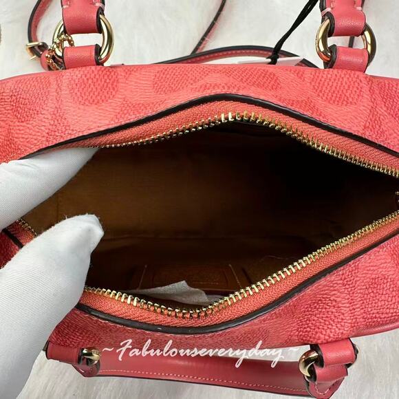 Coach X Peanuts Satchel Crossbody Bag In Sig Canvas with Lucy In Coral CBJ62 NWT - Picture 6 of 10